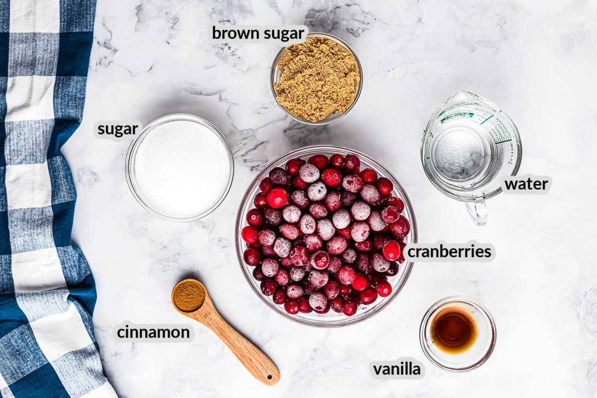 Overhead Instant Pot Cranberry Sauce Ingredients