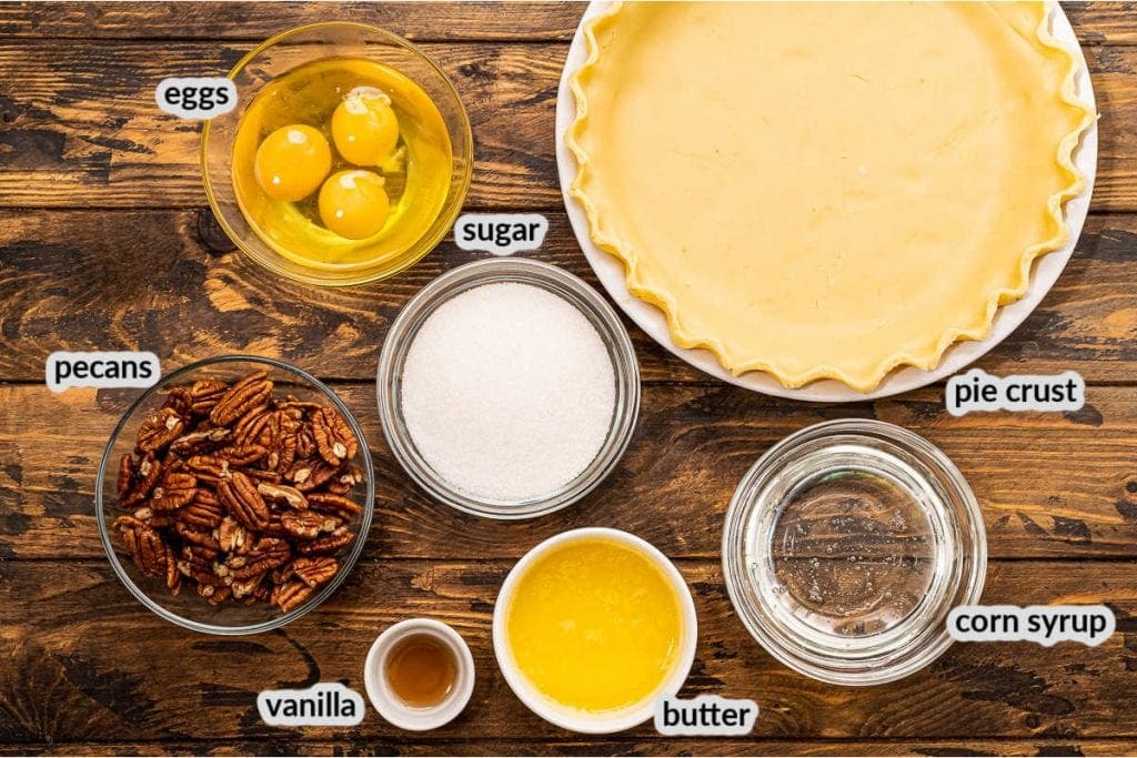 Overhead Image of Pecan Pie Ingredients