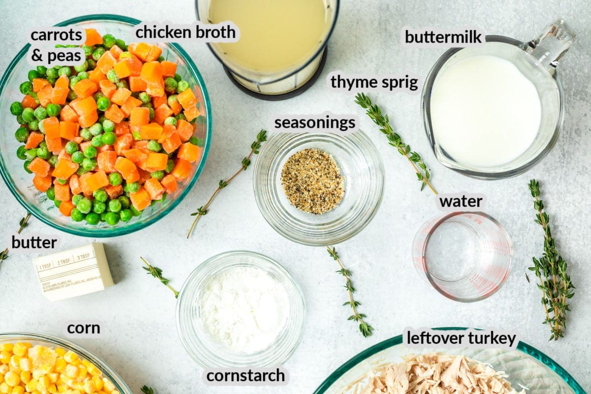 Turkey Pot Pie Ingredients overhead image