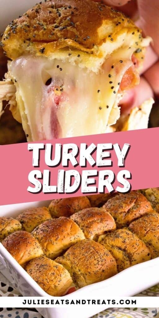 Turkey Sliders Pinterest Collage with text overlay of recipe name in middle