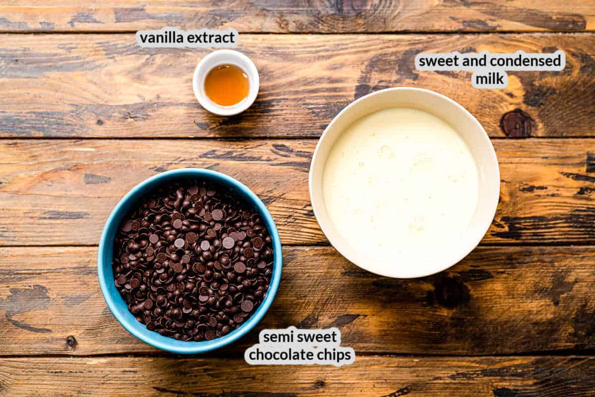 Three Ingredient Chocolate Fudge Ingredients