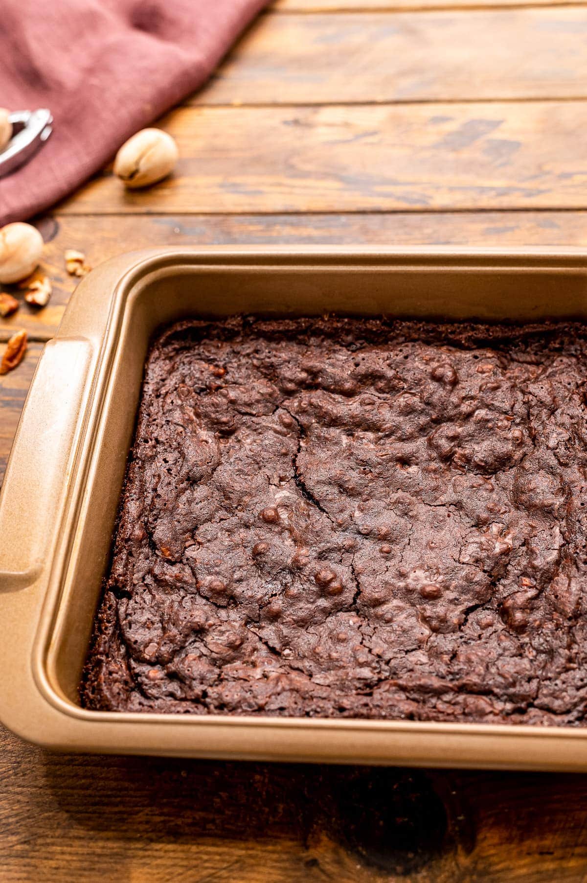 Square pan with homemade brownies