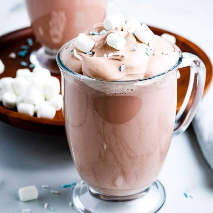 Whipped Hot Chocolate Mug with marshmallows and sprinkles