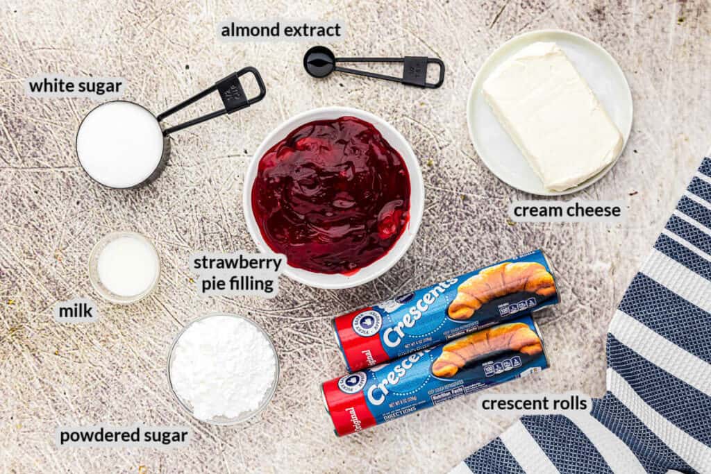 Overhead Image of Strawberry Cheesecake Crescent Ring Ingredients