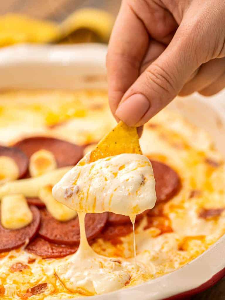 Football Pepperoni Pizza Dip Julie's Eats & Treats