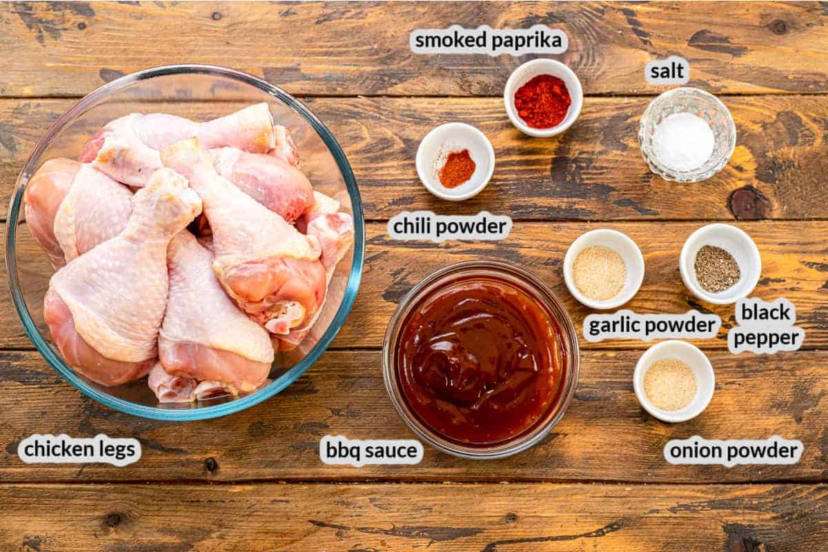 Overhead Image of Crock Pot Chicken Legs Ingredients