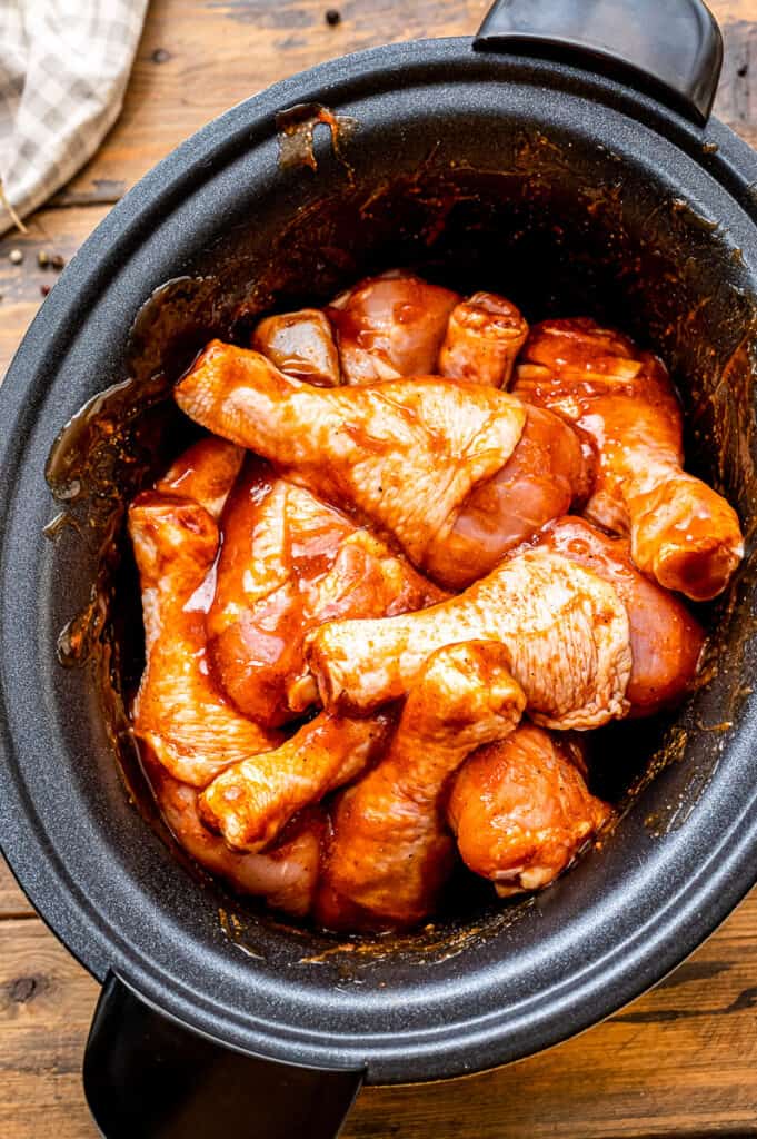 Crock Pot Chicken Legs tossed in bbq sauce