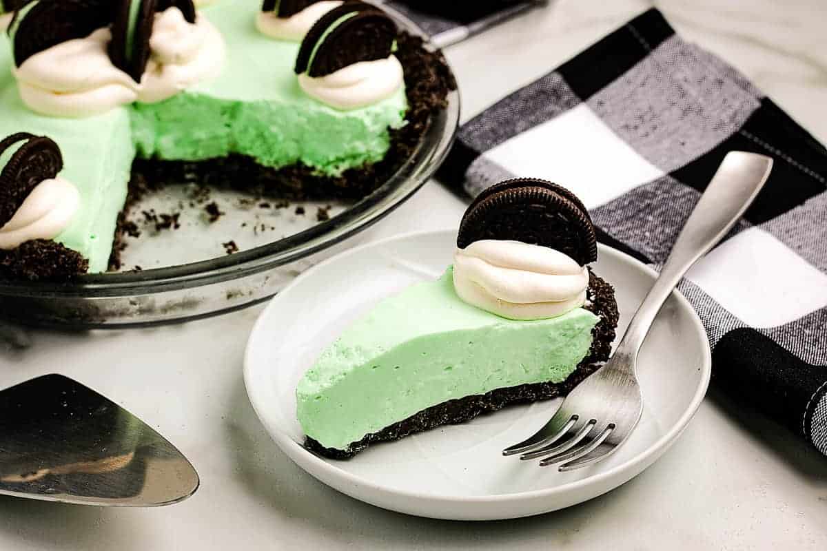 A slice of homemade grasshopper pie.