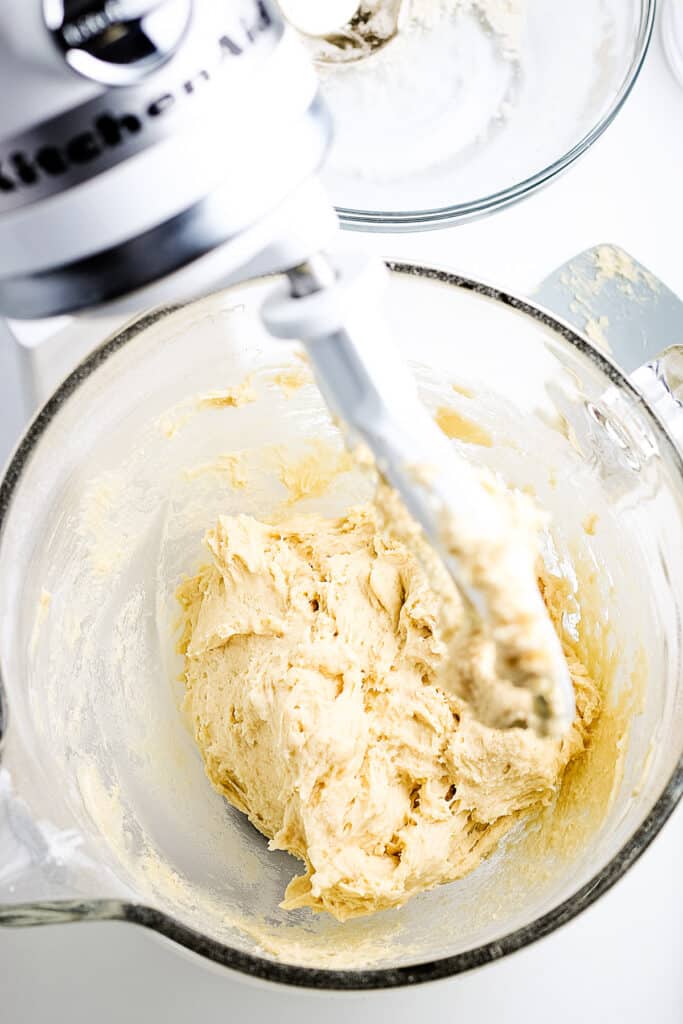 King Cake Dough in glass bowl