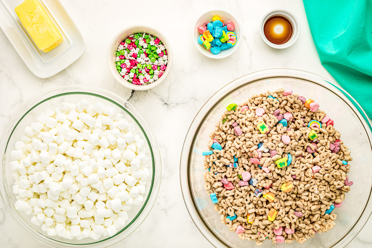 Overhead image of Lucky Charms Bars Ingredients