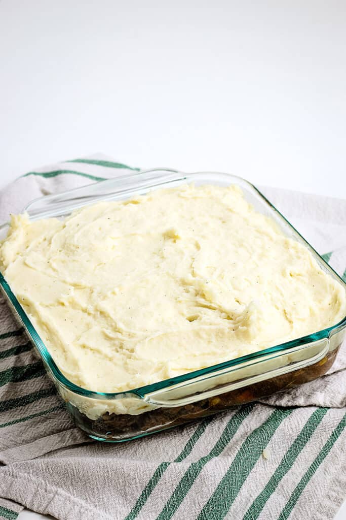 Square Glass Baking dish with Shepherd's Pie