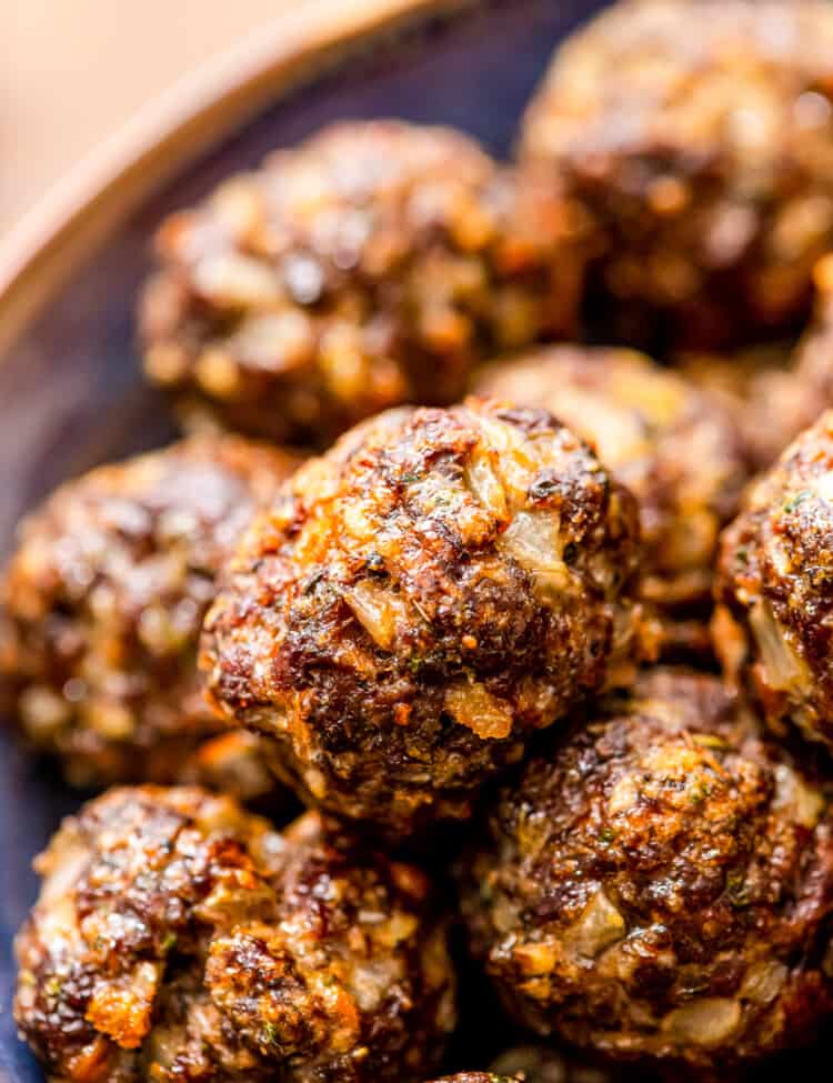 Close up image of Baked Meatballs in bowl