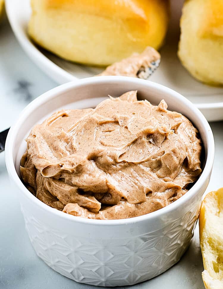 Cinnamon Honey Butter in a white bowl