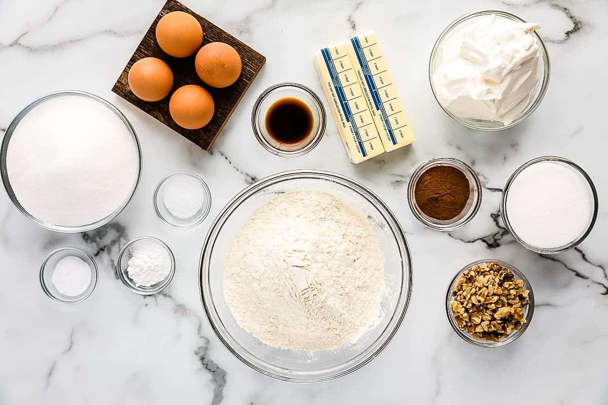 Overhead Image of Coffee Cake Ingredients