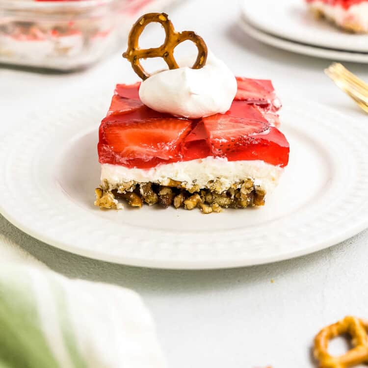 Strawberry Pretzel Jello Salad Square cropped image