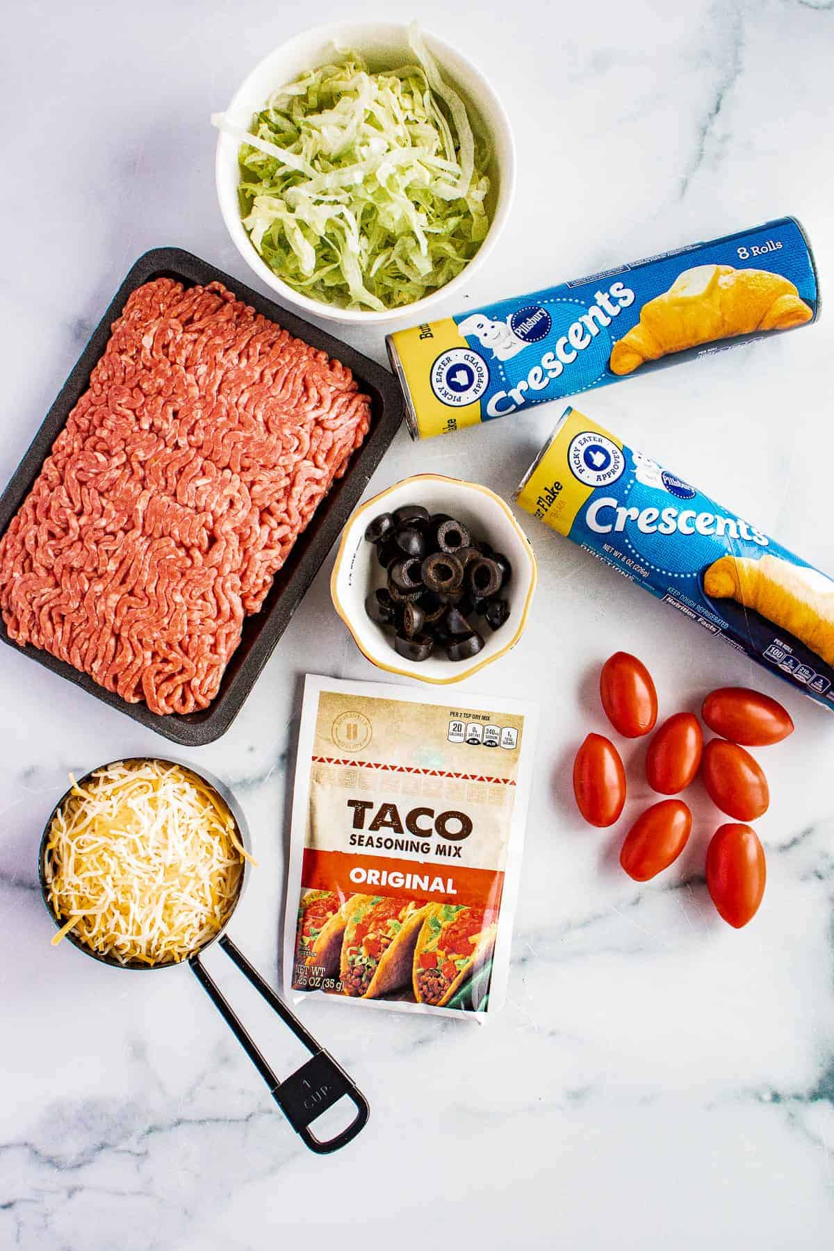 Overhead image of Taco Ring Ingredients