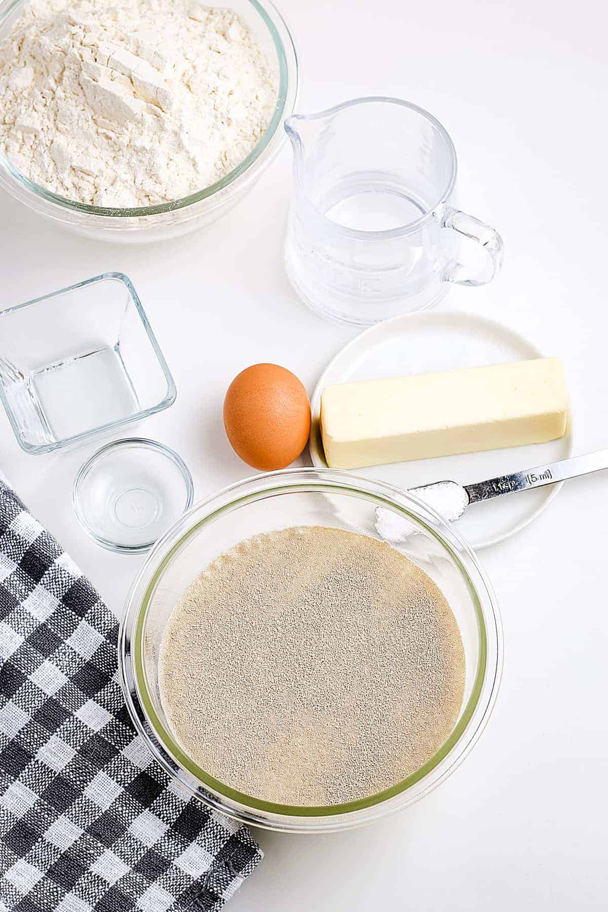 A glass bowl with yeast proofing