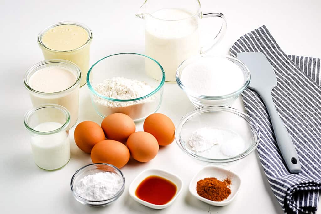 Image of Tres Leche Cake Ingredients in bowls