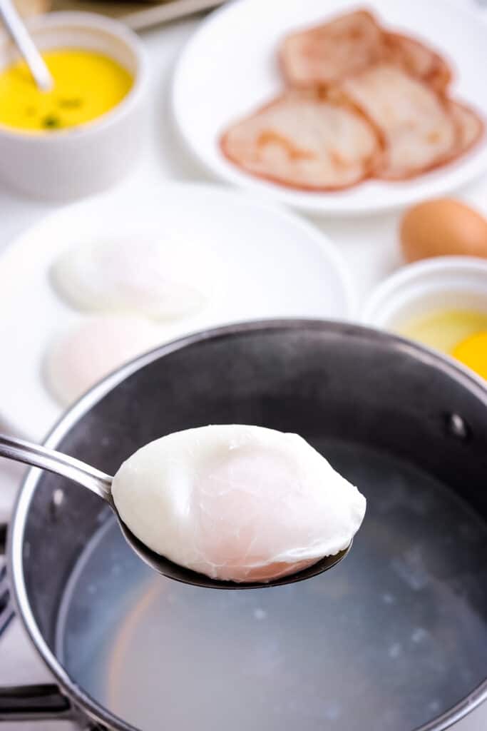 Poached egg on spoon