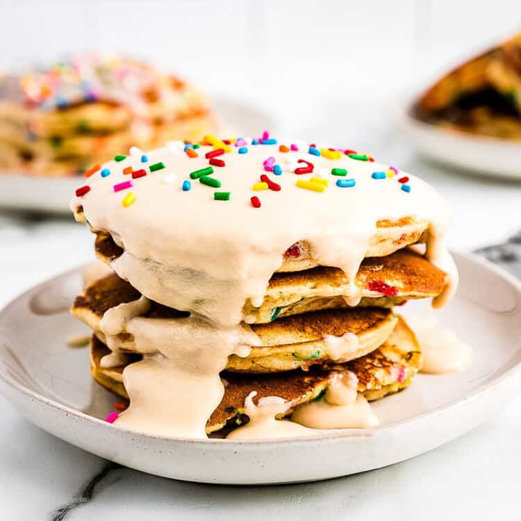 Funfetti Pancakes Recipe Square Cropped Image