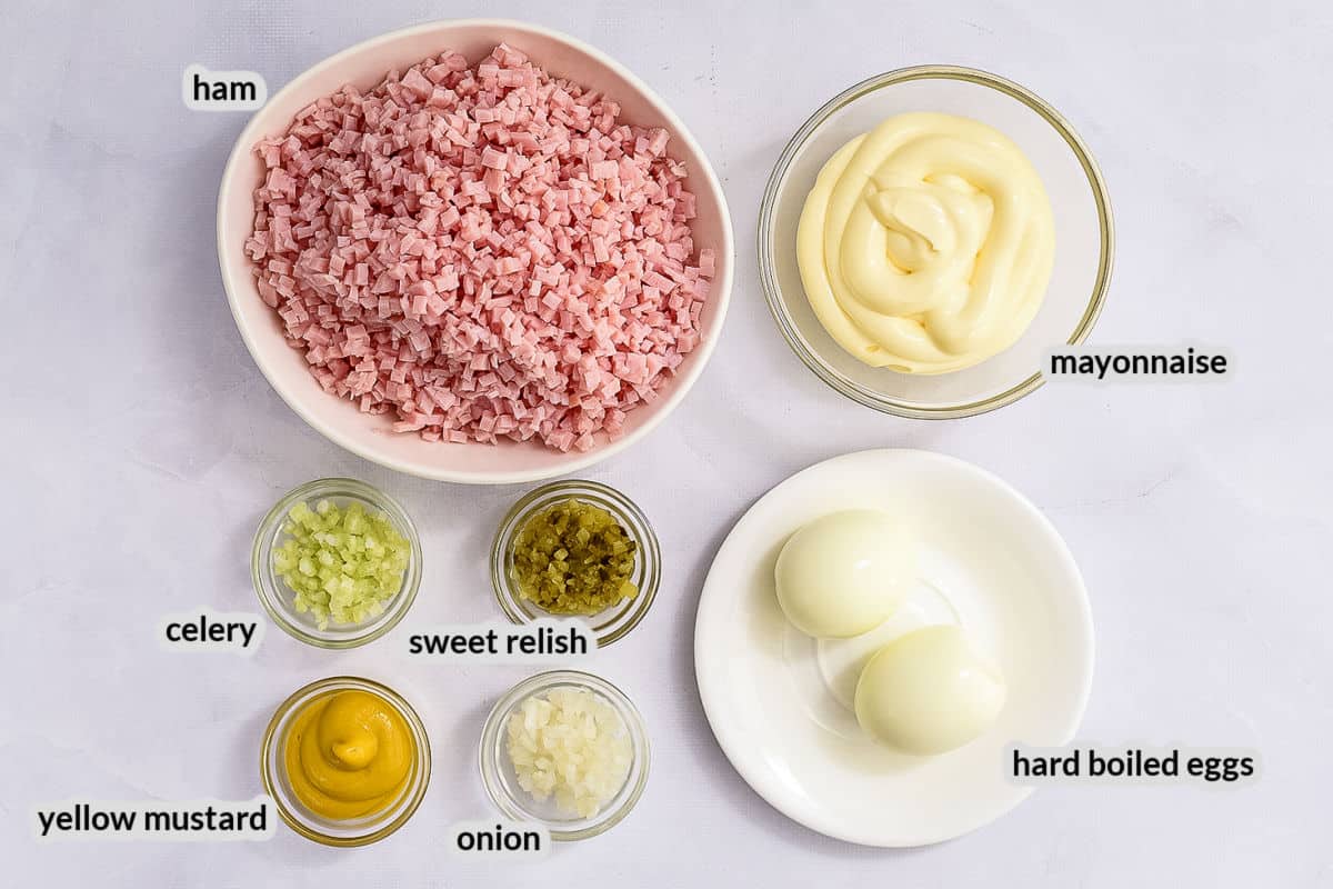 Overhead image of Ham Spread Ingredients