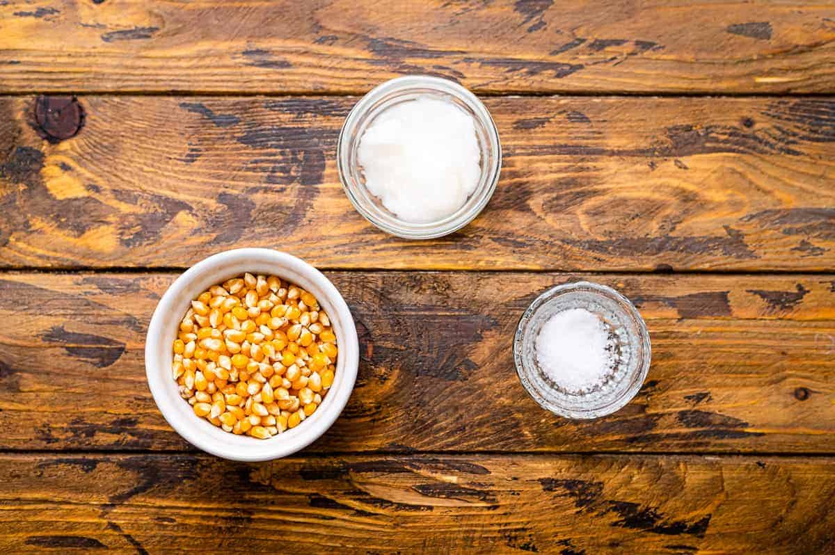 Overhead image of Instant Pot Popcorn Ingredients