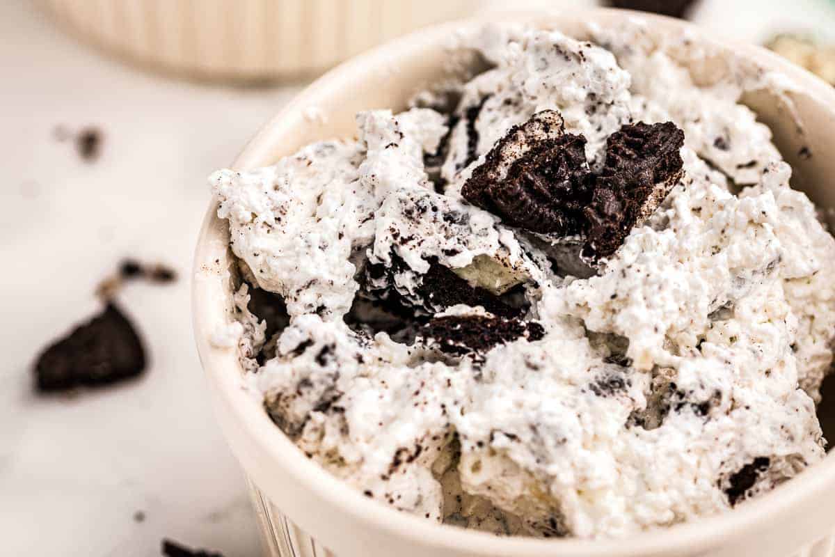 Oreo Salad in a white serving dish