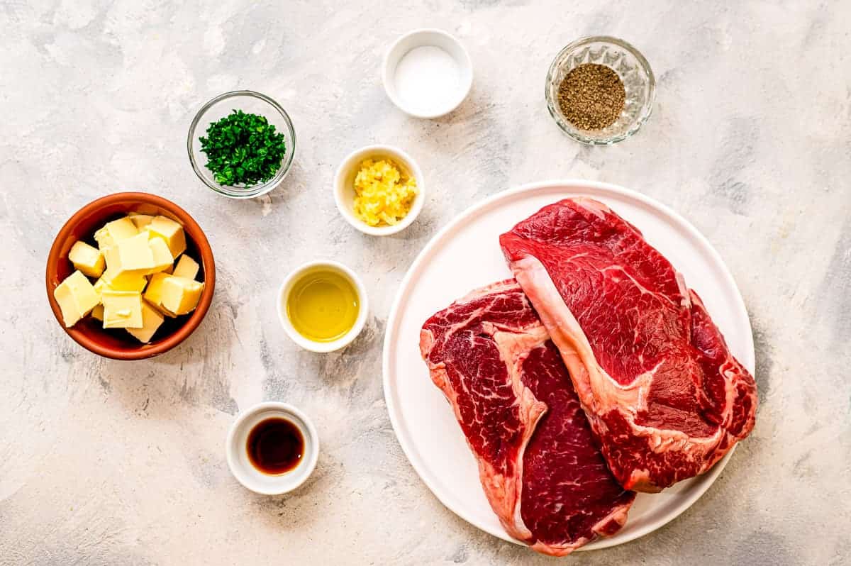 Overhead Image of Air Fryer Steaks Ingredients