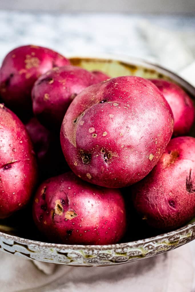 Red potatoes in big bowl