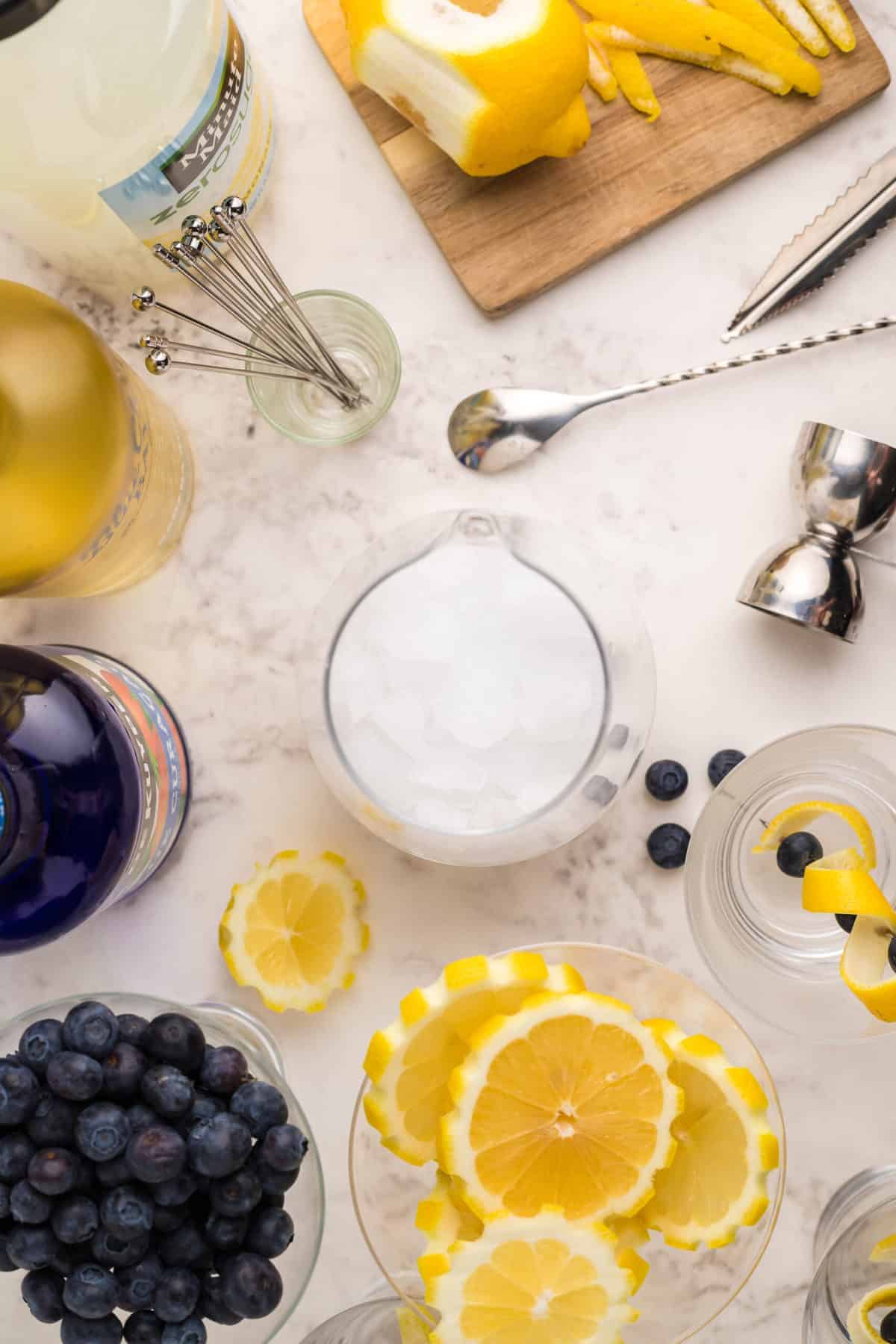 Overhead Image of ingredients for cocktail