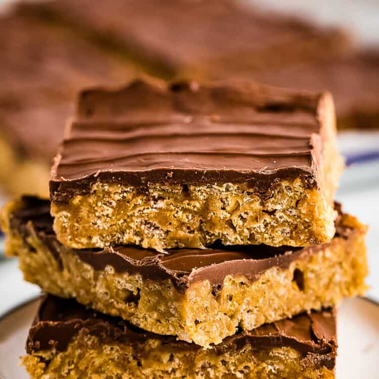 A stack of 3 Special K Bars on a plate