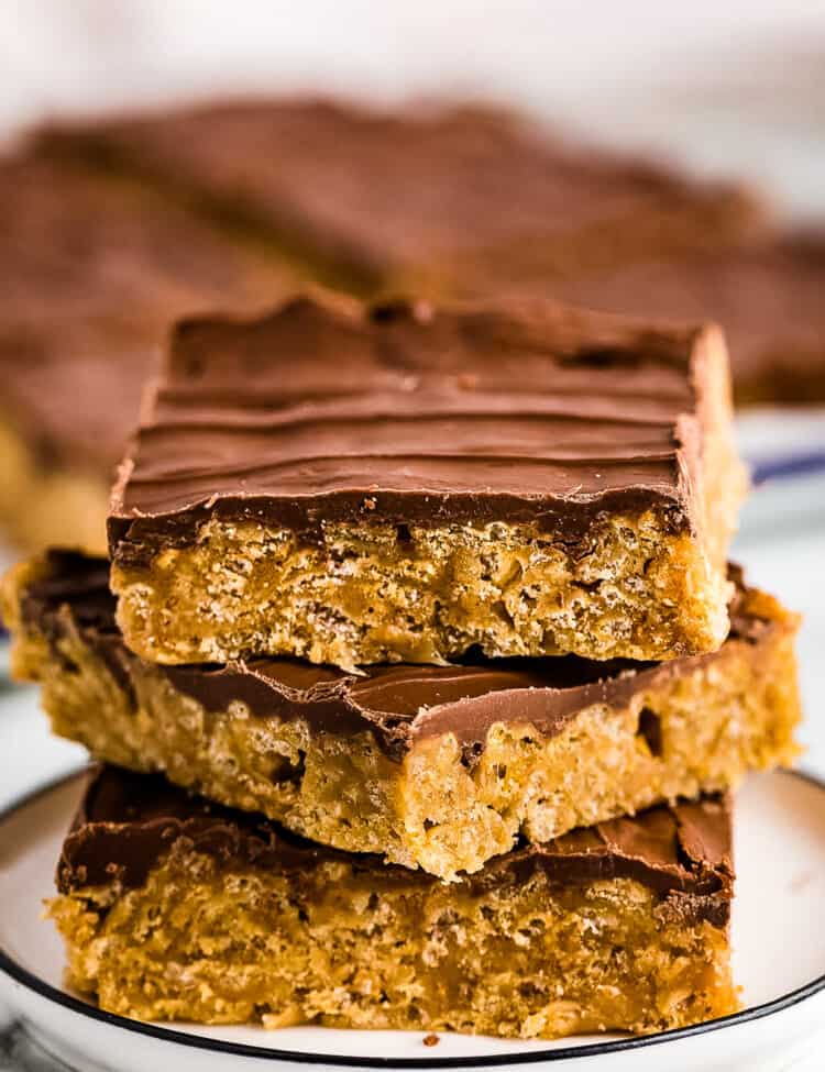 A stack of 3 Special K Bars on a plate