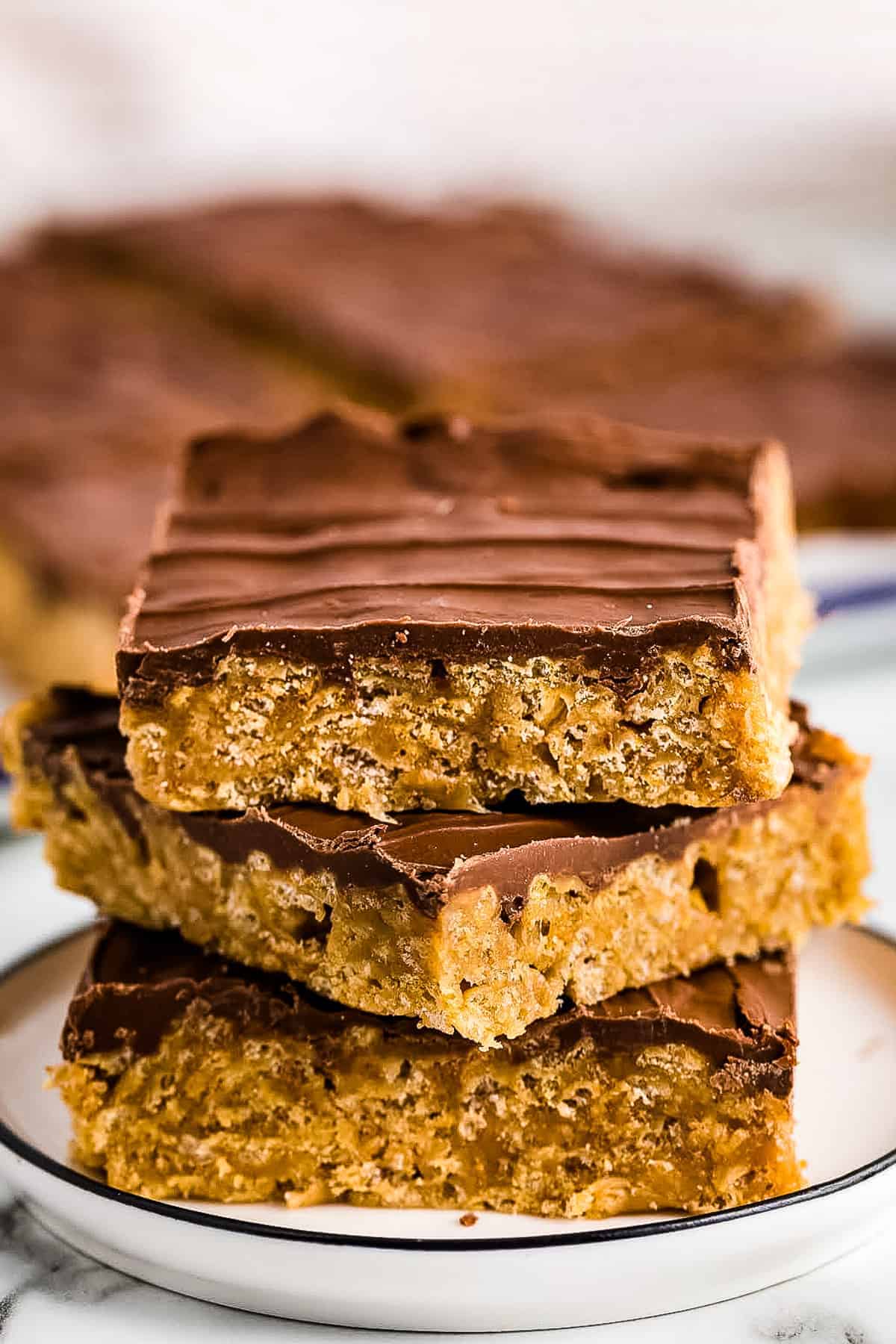 A stack of 3 Special K Bars on a plate