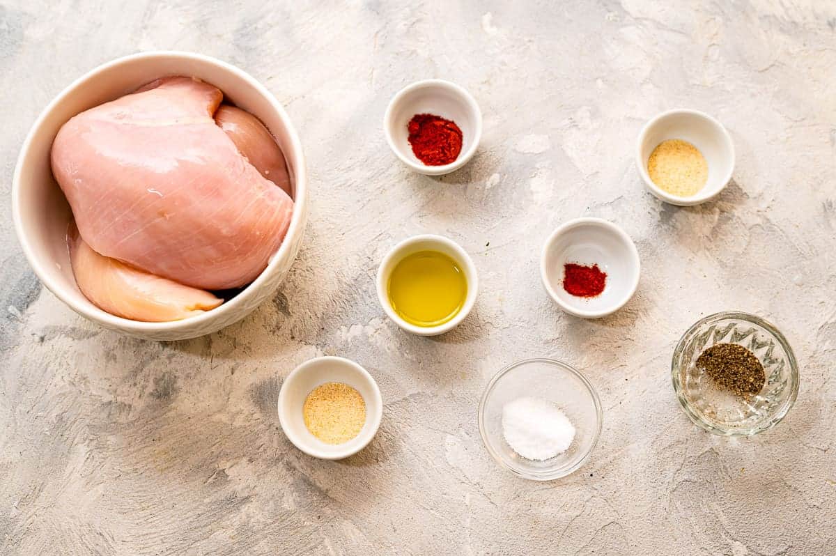 Overhead Image of Air Fryer Chicken Breasts Ingredients