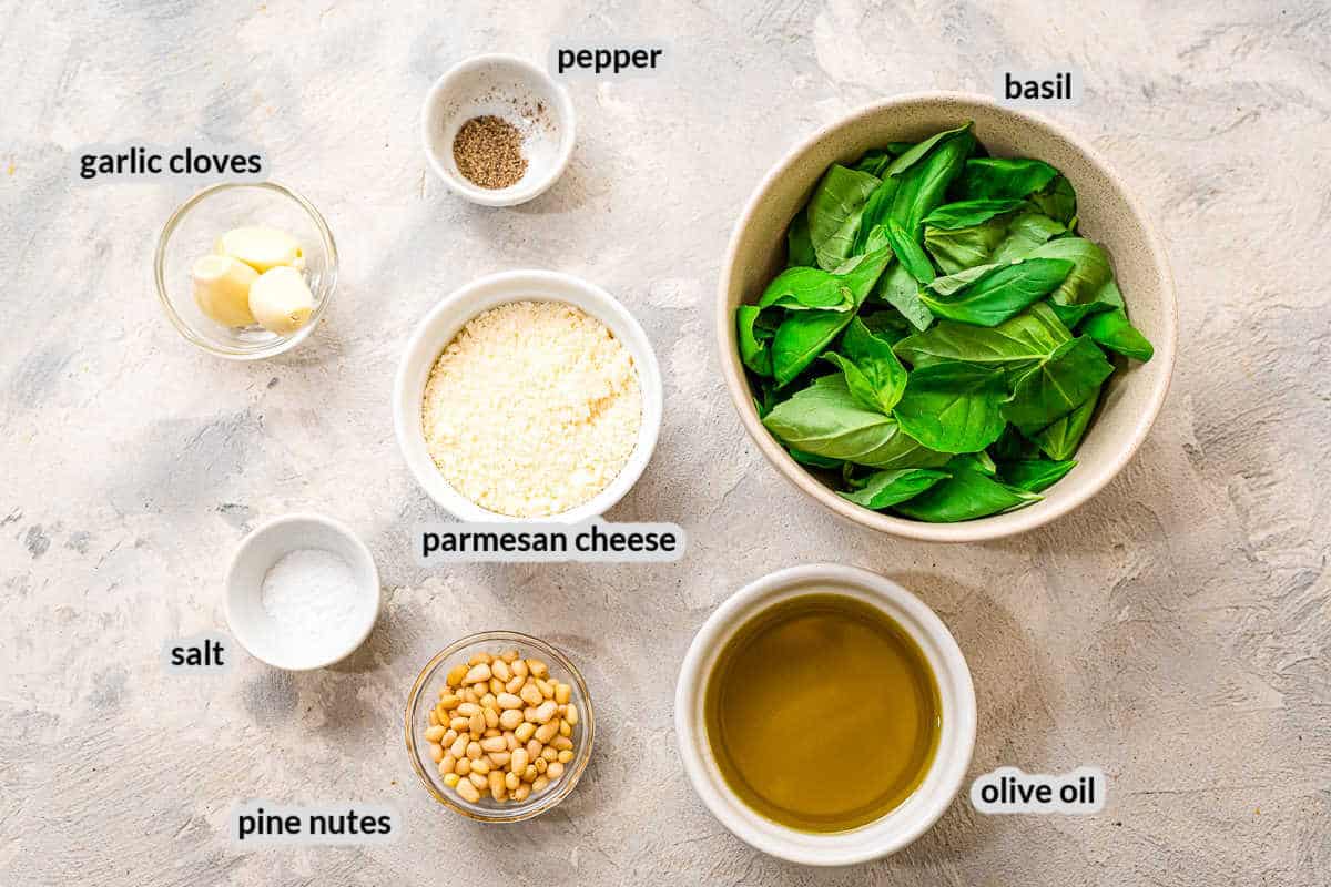 Overhead image of Basil Ingredients