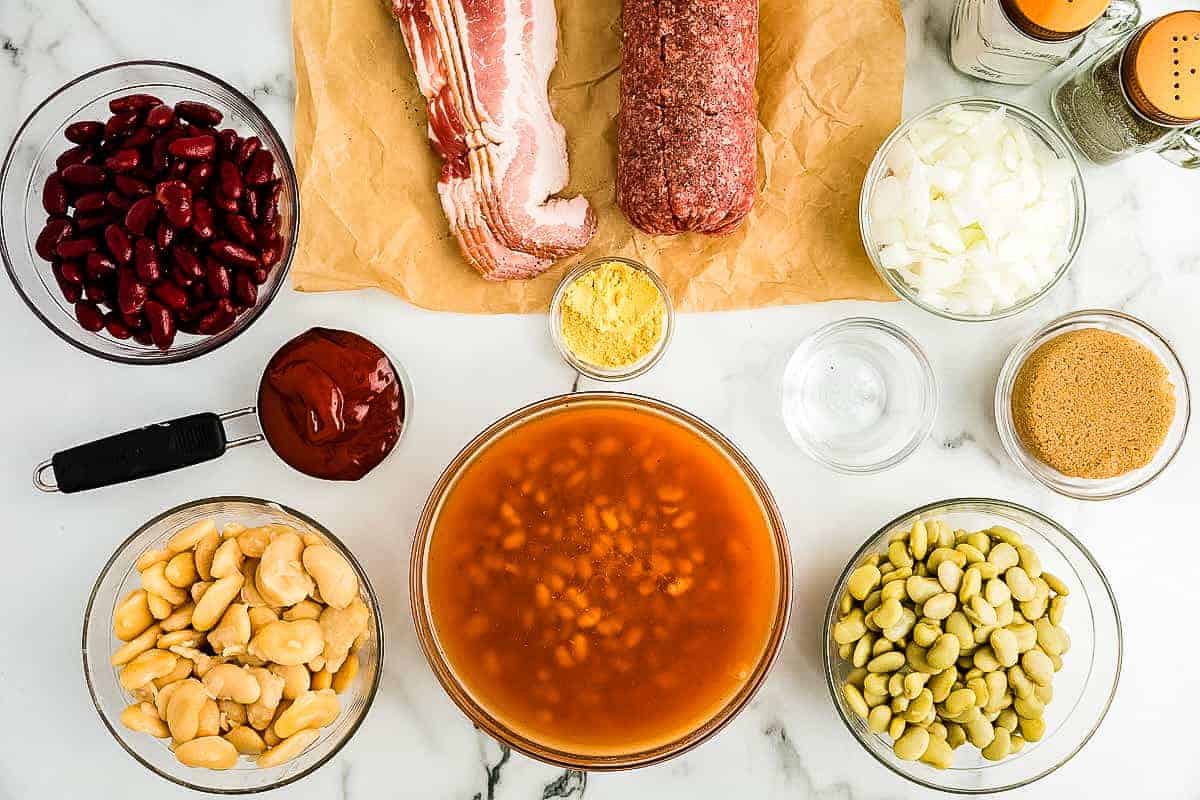 Overhead image of Calico Beans Ingredients