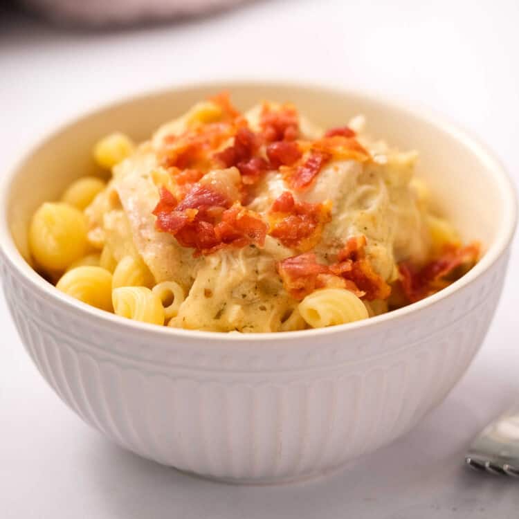 Crock Pot Chicken Bacon Ranch Pasta Square cropped image