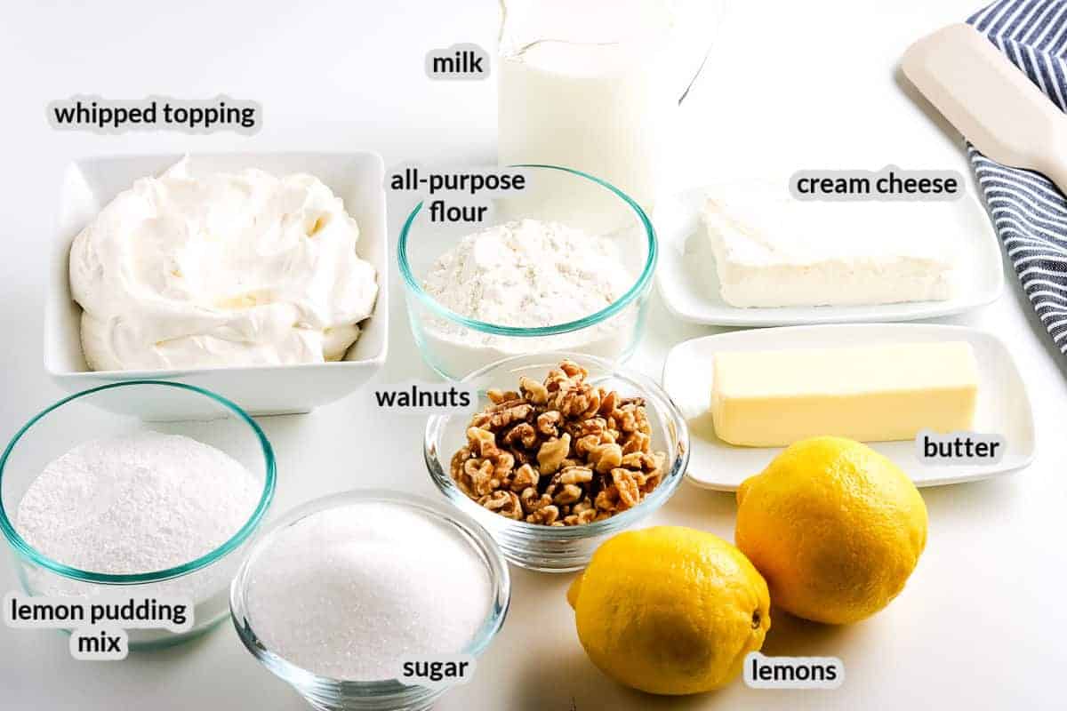 Overhead image of Lemon Lush Dessert Ingredients