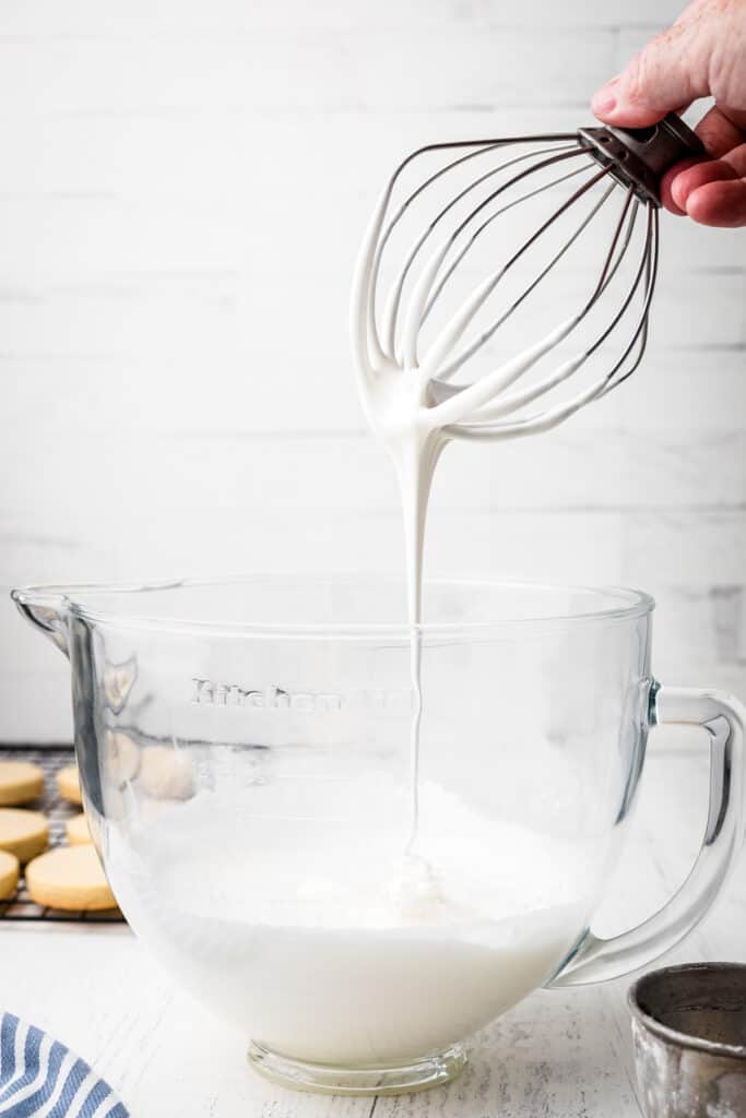 Whisk with royal icing on it