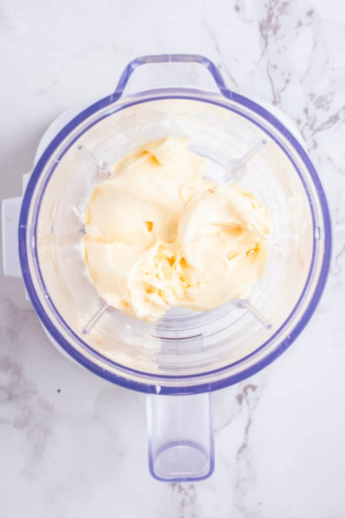 Ice cream in a blender to make a milkshake