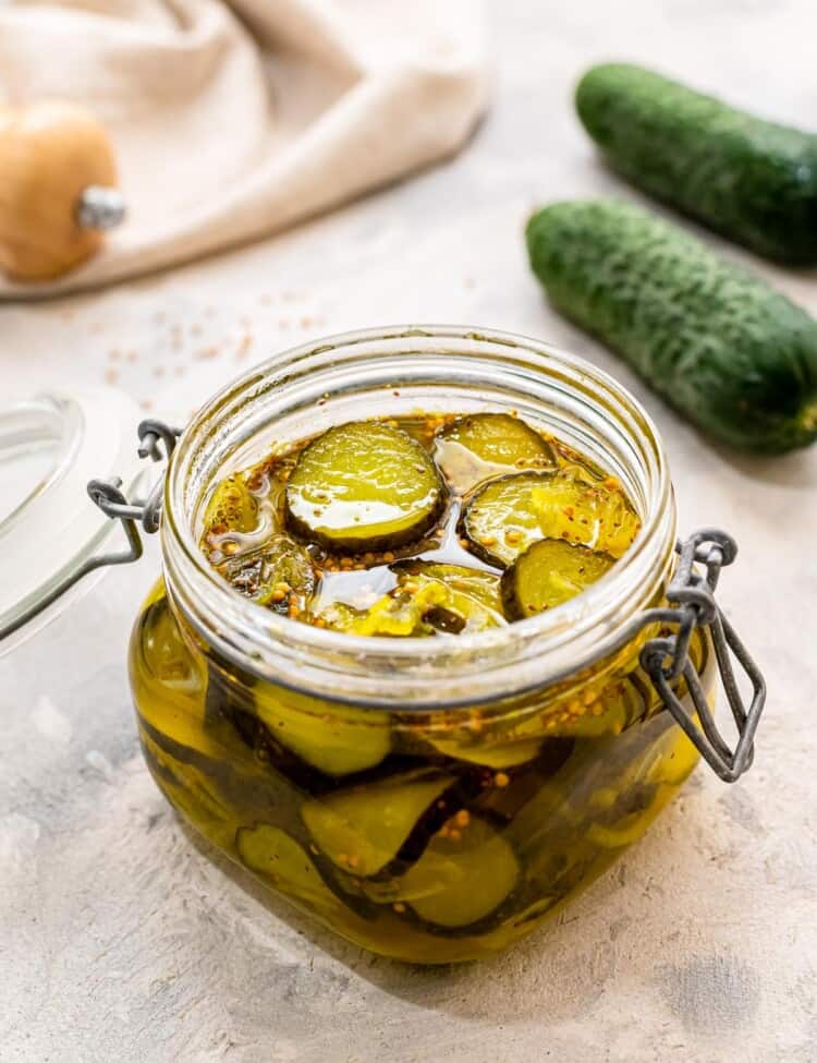 Bread and Butter Pickles in a jar