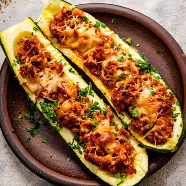 Italian Stuffed Zucchini Boats Recipe Square cropped image