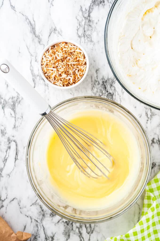 Glass bowl with pudding mixed