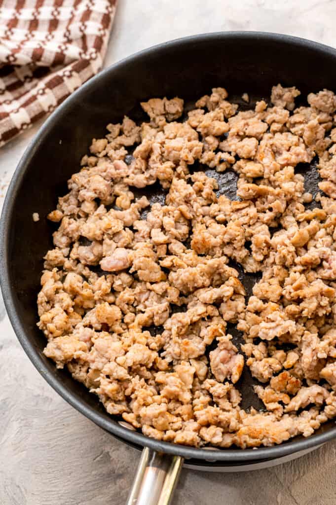 Skillet with ground sausage