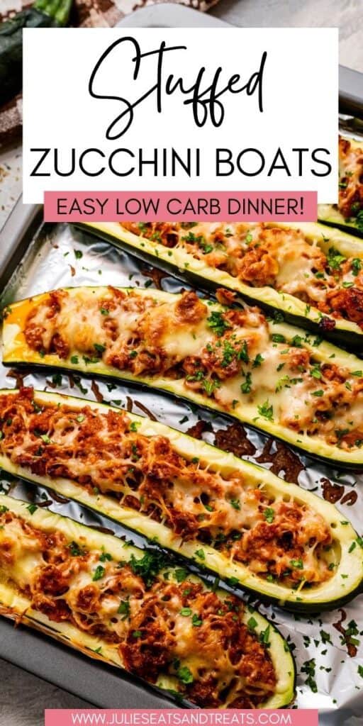 Stuffed Zucchini Boats JET Pinterest Image