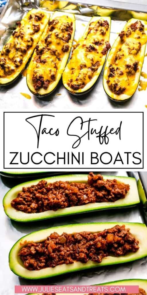 Taco Stuffed Zucchini Boats JET Pinterest Image