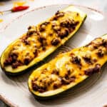 Square cropped Taco Stuffed Zucchini Boats image