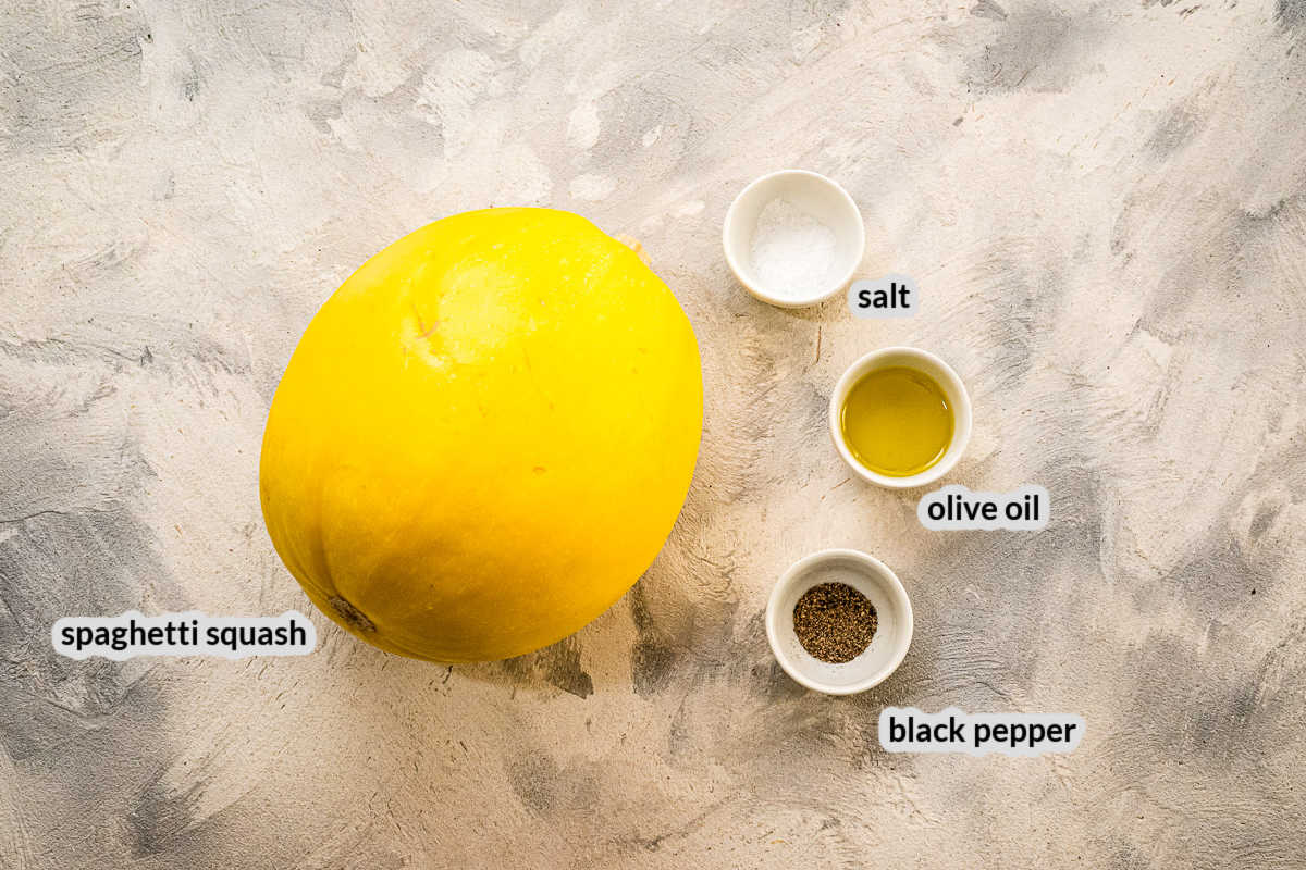 Overhead of Spaghetti Squash Ingredients