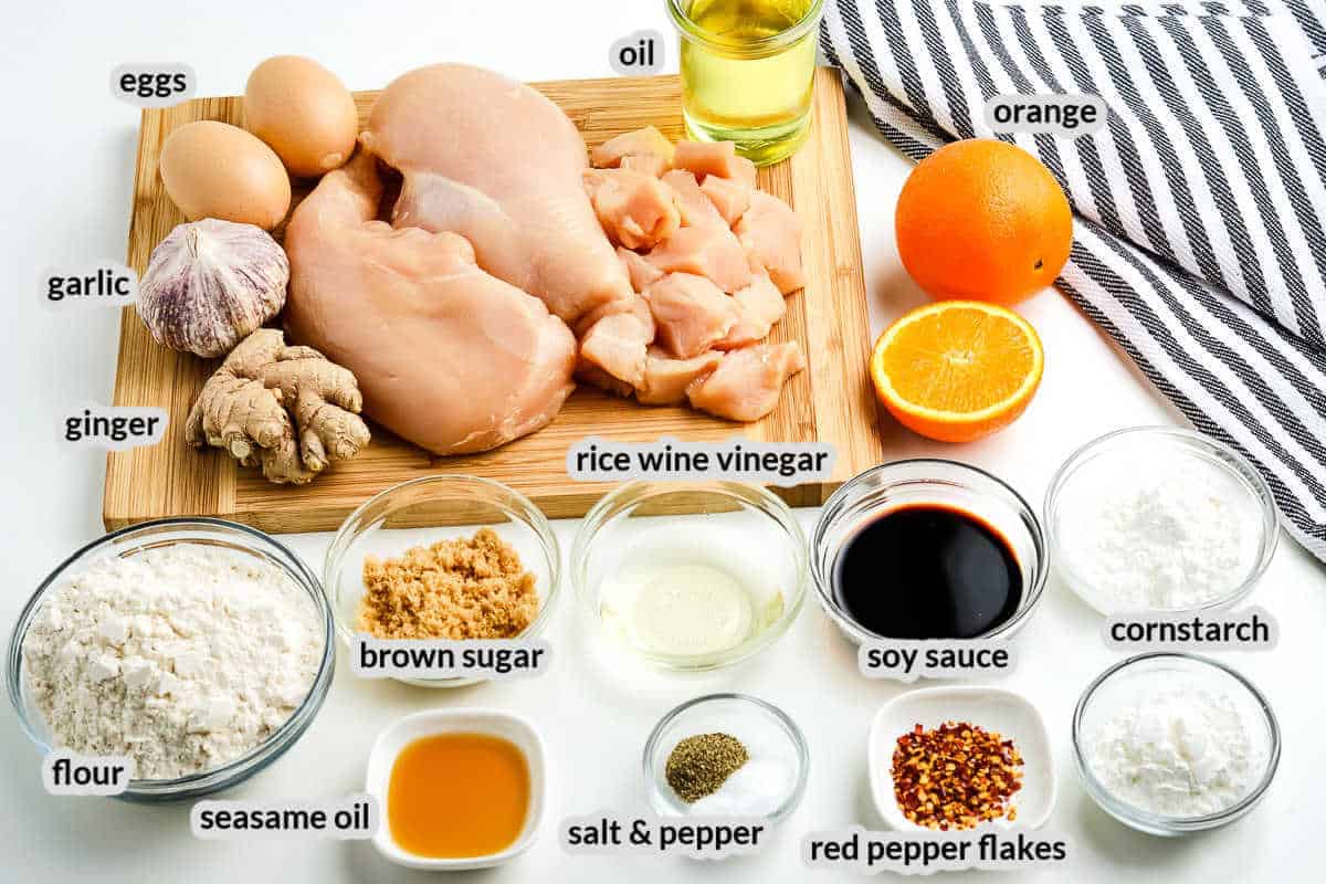 Overhead image of Orange Chicken Ingredients