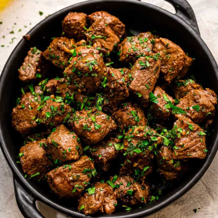 Steaks Bites with Garlic Butter Square Cropped Image